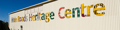 Main Roads Heritage Centre sign displayed on a building